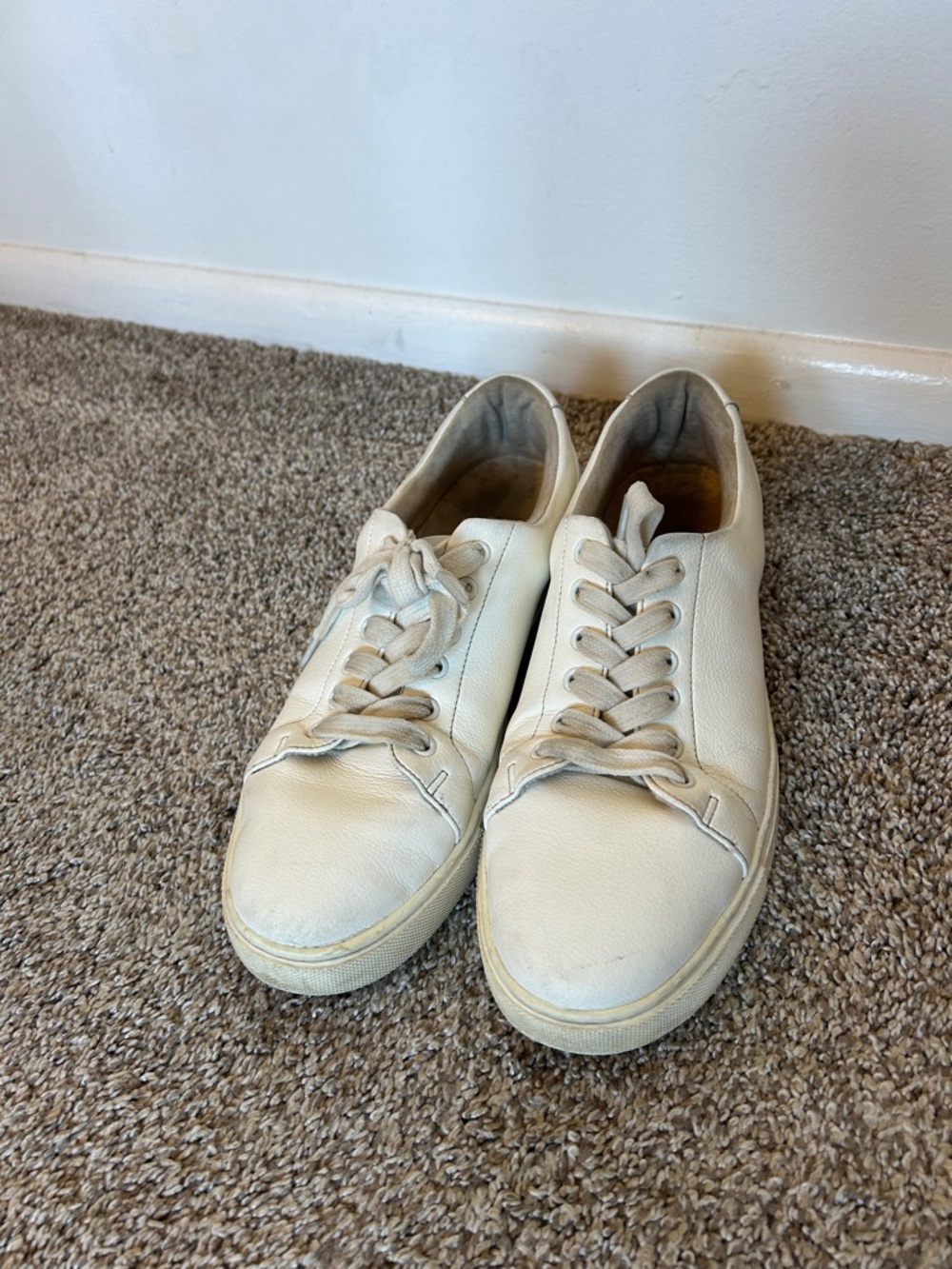 Joie Men's Low-Top Leather Sneakers in Off-White